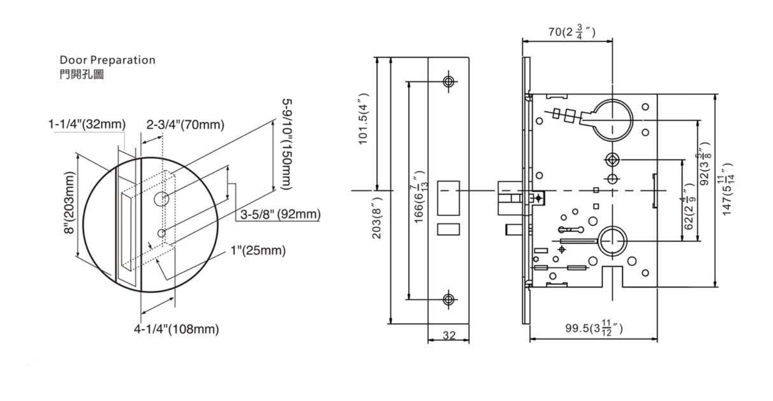 Mortise Door Lock 弯腰门锁