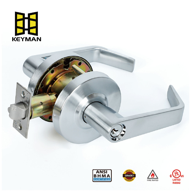 KEYMAN 商用重型门执手锁 - 重型锁定圆柱形执手锁，2 级工业门把手，入口锁