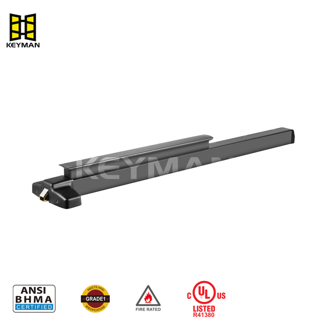 Keyman 高级黑色饰面 RIM 推杆锁 - 商业级推杆锁 X801-R 