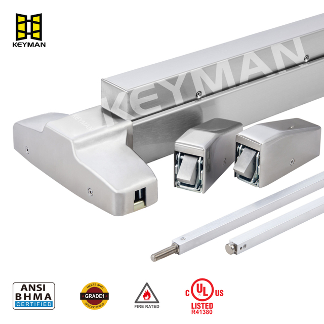 用于出口门的 Keyman 重型表面垂直杆装置 – ANSI/BHMA 认证 X901-V 