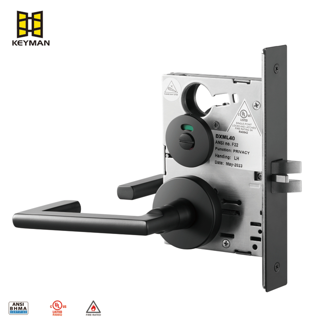 磨砂黑色重型门杠杆ANSI MONTISE LOCK隐私M722